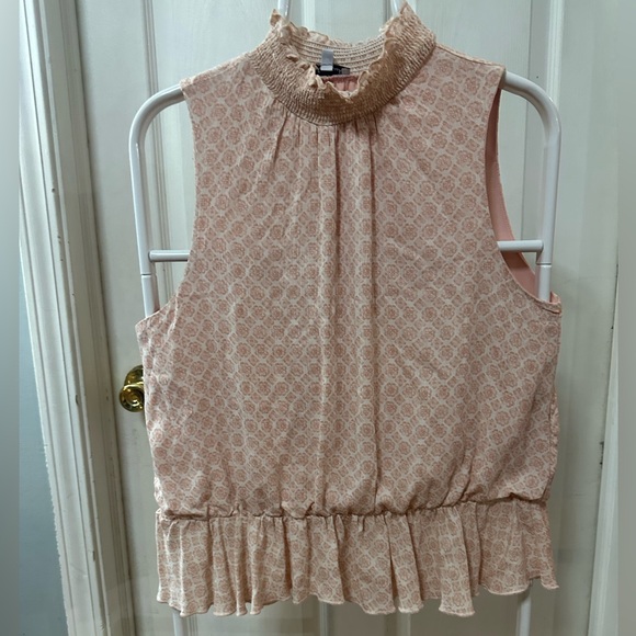 white birch Tops - Sleeveless Peach Ruffle Top